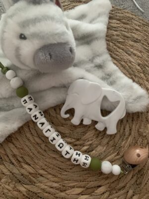 Pacifier Clip #khakiwhitecolor