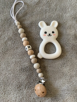 Pacifier Clip #beigeinitial