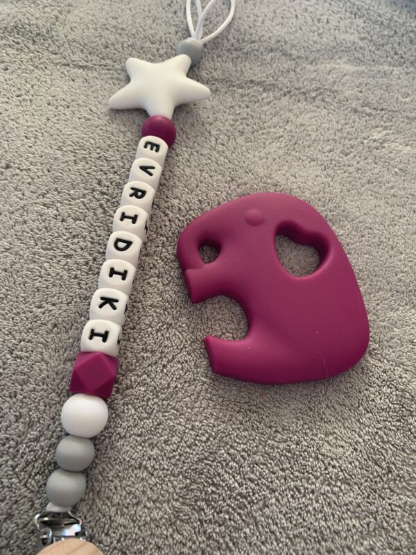 Pacifier Clip #whitestarfuxia - Image 2