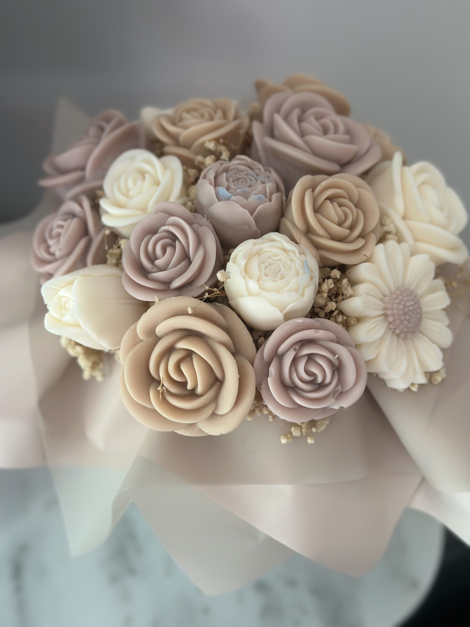 Puce and Biege Candle Bouquet #soycandle - Image 3