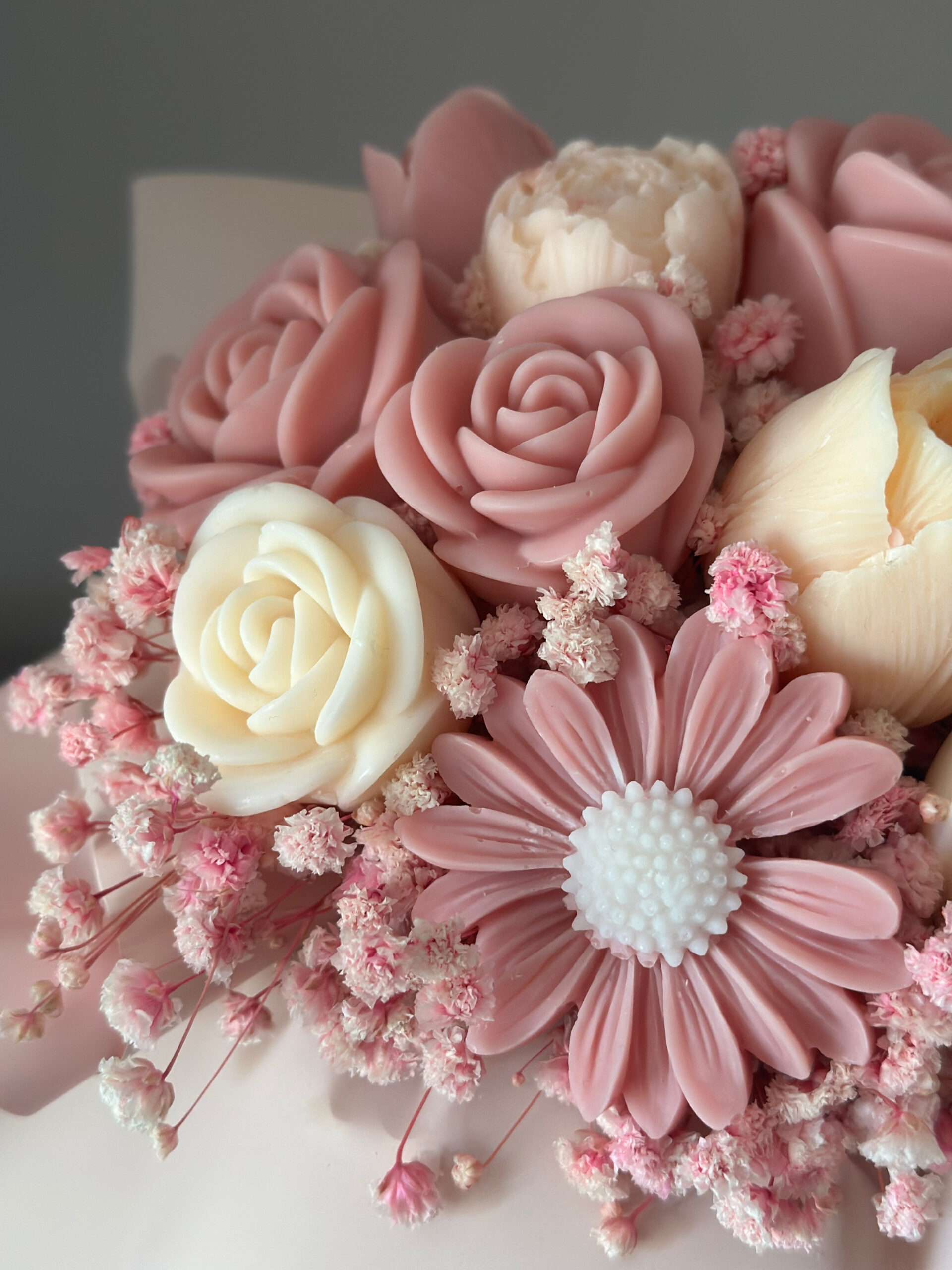 Dusty Pink and White Candle Bouquet #soycandle - Image 4