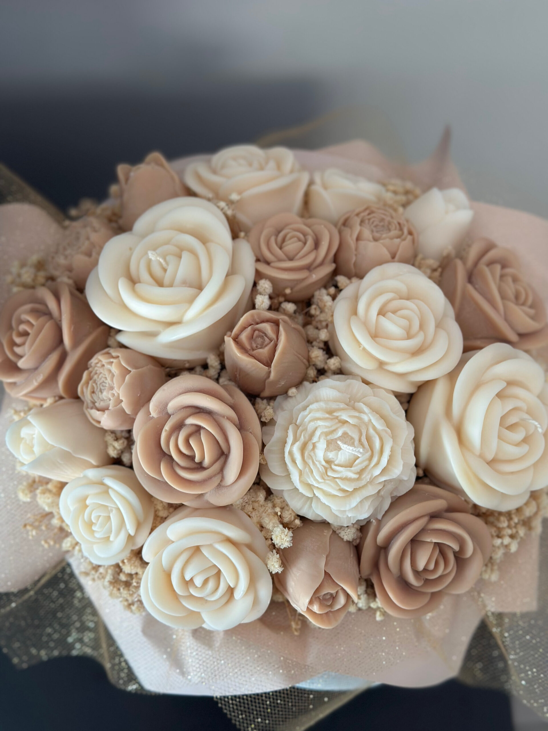 Brown and White Candle Bouquet #soycandle - Image 4