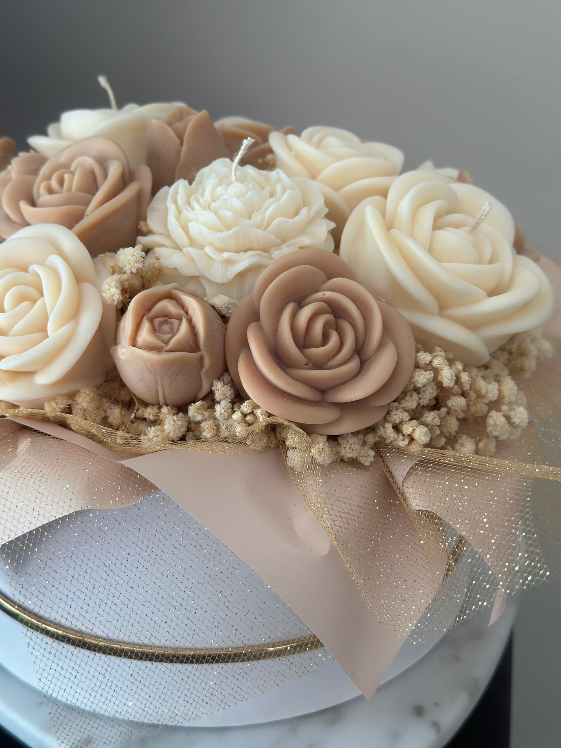 Brown and White Candle Bouquet #soycandle - Image 2